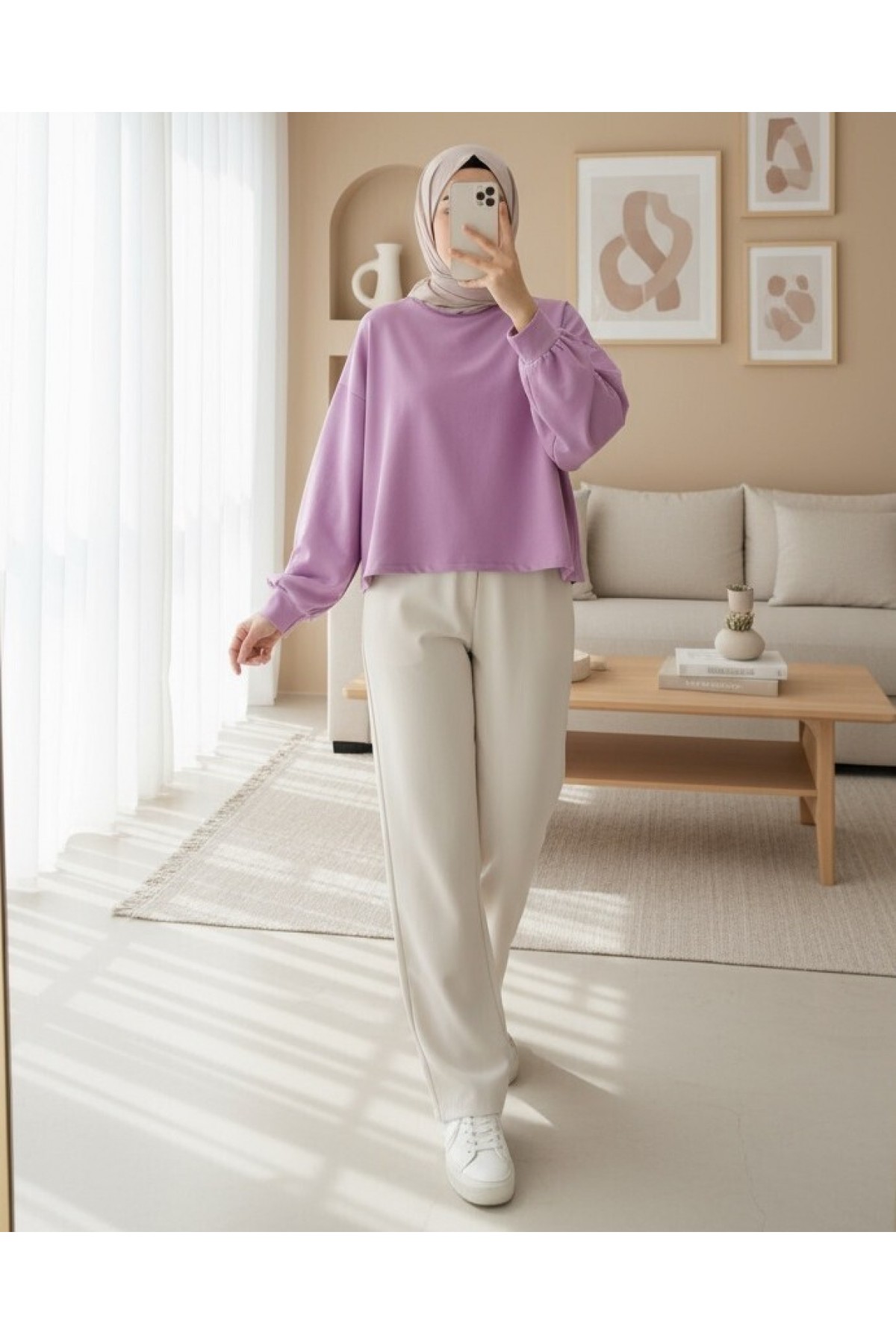 2 İplik Oversize Crop Sweat -G.Kurusu