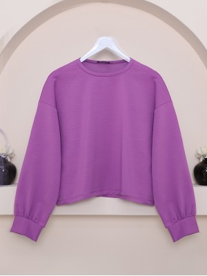 2 Thread Oversize Crop Sweat -Lilac
