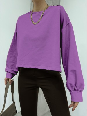 2 Thread Oversize Crop Sweat -Lilac