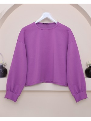 2 Thread Oversize Crop Sweat -Lilac