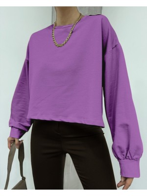 2 Thread Oversize Crop Sweat -Lilac