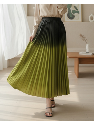 Degrade Renk geçişli Pliiseli Laklı Etek  -Fosfor Y.