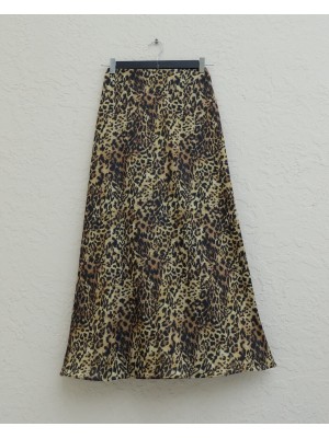 Leopar Desen Kloş Etek -Leopar