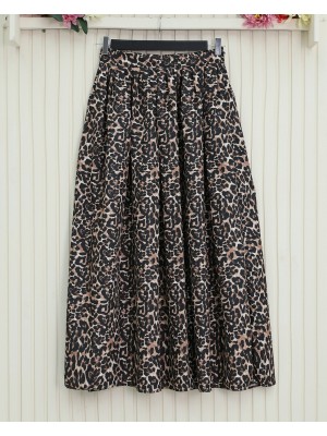 Pliseli Soft Balon Leopar Etek -Siyah