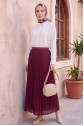 Taşlı Pliseli Etek -Bordo