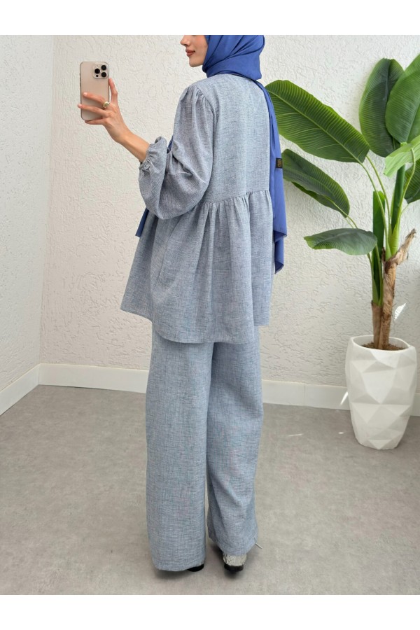 Front Tie Piece Elastic Arm Set -Ice Blue