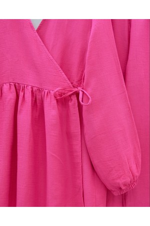 Elasticated Sleeves and Rope Tie Muslin Set -Fuchsia