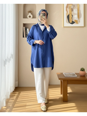 Karaşlı Su Yolu Şahmeran Gömlek  -İndigo