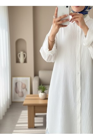 تونيك طويل فضفاض بقصة بيضاوية من كاراش -أبيض