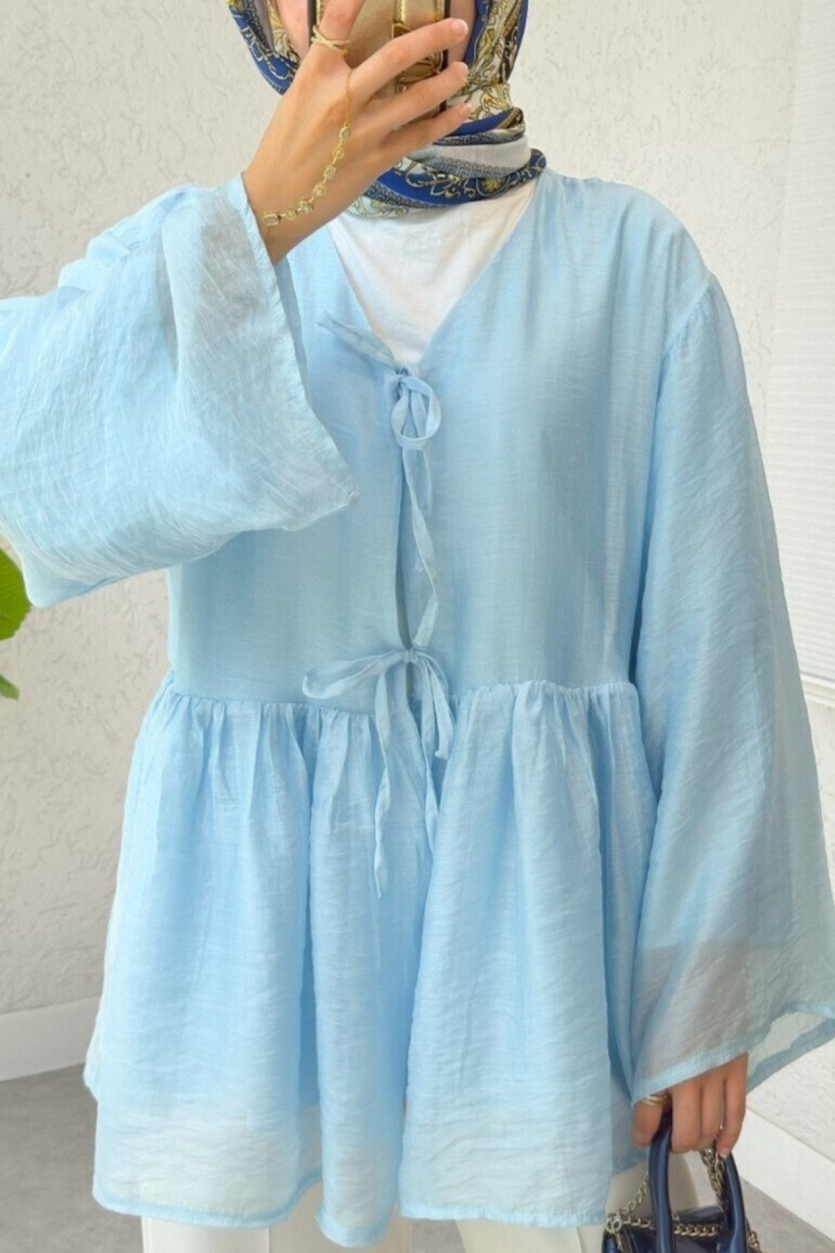 Double-Laced, Lined Modal Kimono -Baby Blue