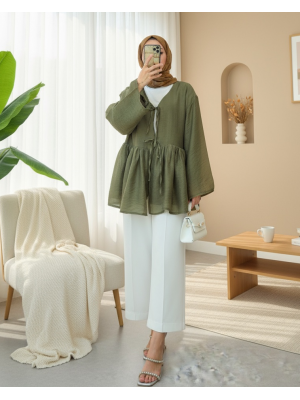 Double-Laced, Lined Modal Kimono -Khaki