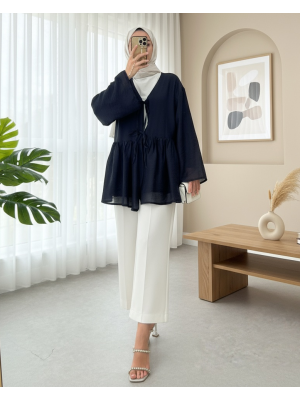 Double-Laced, Lined Modal Kimono -Navy blue