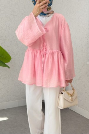 Double-Laced, Lined Modal Kimono -Pink