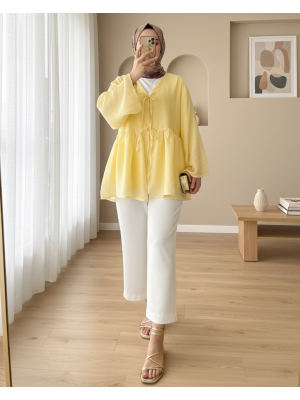 Double-Laced, Lined Modal Kimono -Yellow