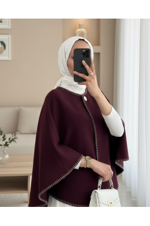 بونشو الكشمير المخيط بجيب الراعي -لون الخوخ