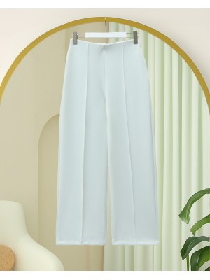 Wide Leg Grass Two-String Combed Cotton Trousers -White