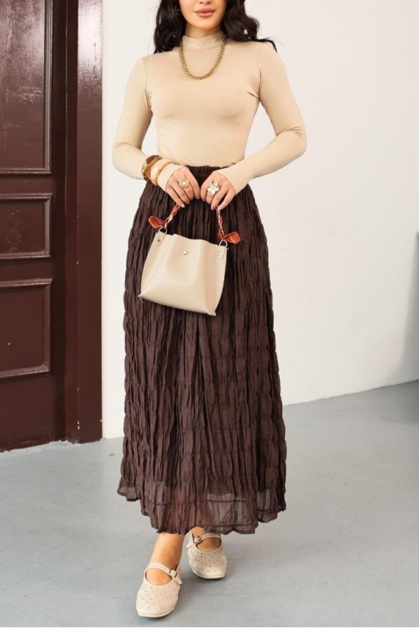 Lined Modal Skirt -Dark Coffee