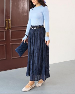 تنورة مودال مبطنة -كحلي