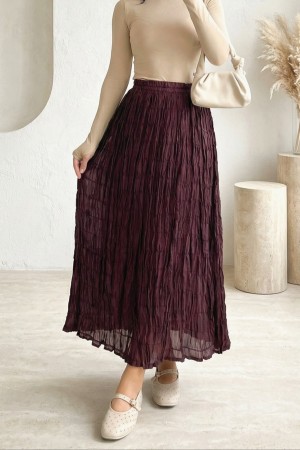 Astarlı Gipeli Modal Etek -Mürdüm