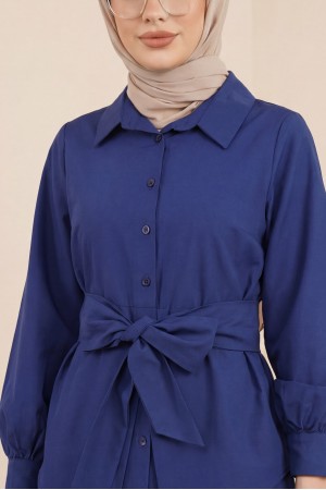 Kendinden Kuşaklı Poplin Tunik -Laci