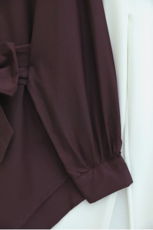 سترة من قماش البوبلين بحزام ذاتي -لون الخوخ