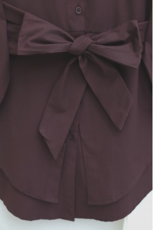 سترة من قماش البوبلين بحزام ذاتي -لون الخوخ