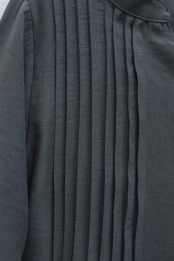 Half-Button Ribbed Lace-Up Tencel Dress -Smoked 