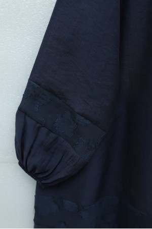 Yakası Bağlamalı Kolu Lastikli Garnili Modal Tunik  -Laci