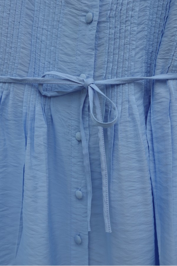 Cupra Tunic with Elasticated Sleeves, Ruffle Detail, and Drawstring Waist.  -Baby Blue