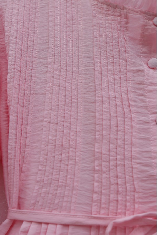 Cupra Tunic with Elasticated Sleeves, Ruffle Detail, and Drawstring Waist.  -Pink