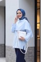 Çıkarılabilir Pelerinli Oversize Modal Tunik -Bebe Mavi