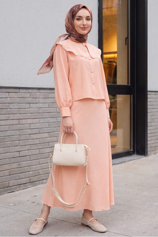 Lace Lettuce Collar Pure Linen Skirt Suit   -Puppies mouth