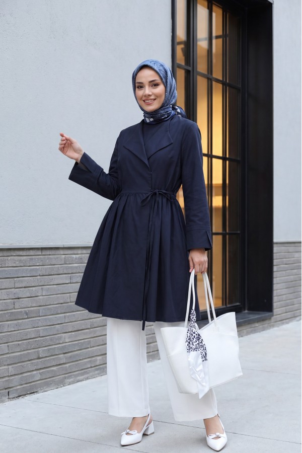 Yan Bağcıklı Kol Manşeti Yırtmaçlı Kimono -Laci