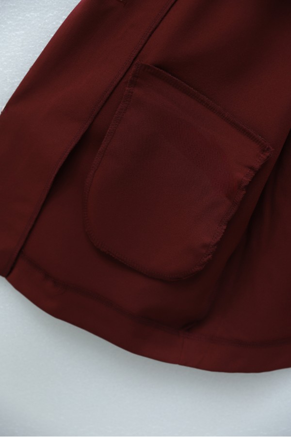 Cepli Tek Düğmeli Likralı Ceket -Bordo