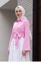 Side Tie Spanish Cufflink Shirt -Pink