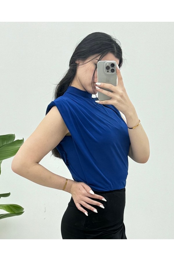 Sandy Blouse with Zero Sleeve Padding -Saxe 
