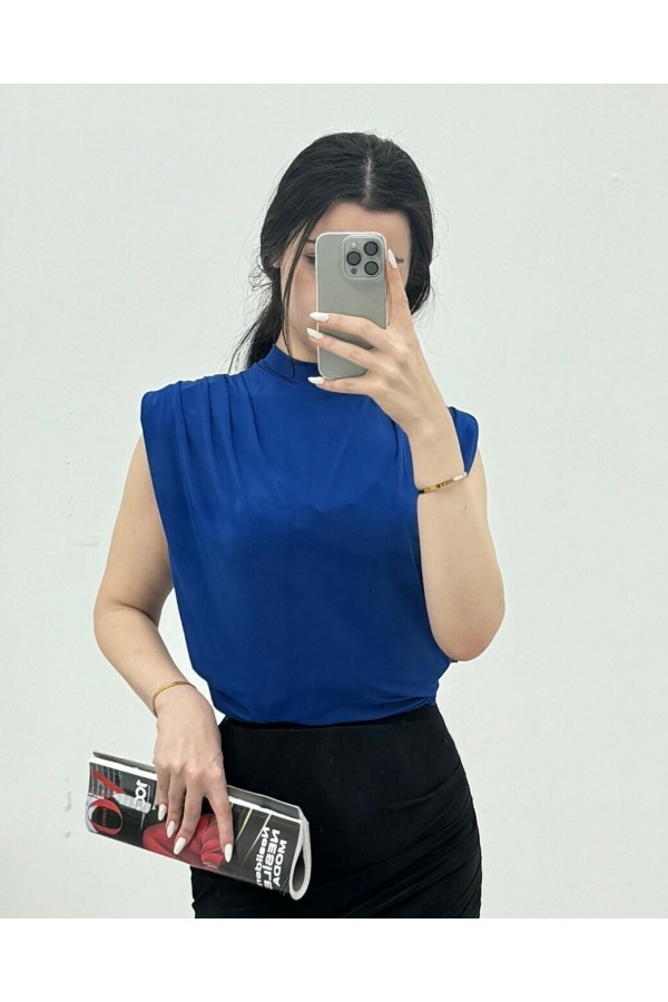 Sandy Blouse with Zero Sleeve Padding -Saxe 