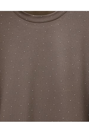 Oysho Suit with Scattered Stone Detailed Trousers -Light coffee