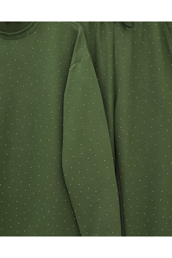 Oysho Suit with Scattered Stone Detailed Trousers -Dark green