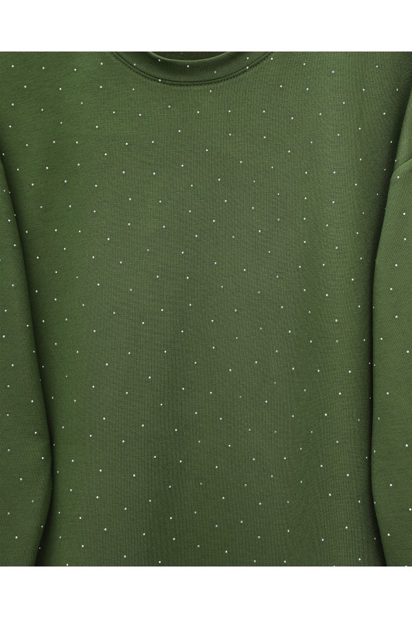 Oysho Suit with Scattered Stone Detailed Trousers -Dark green