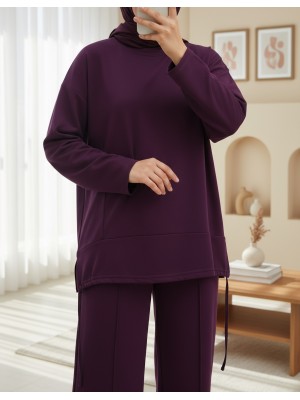 Eteği Bağcıklı Arkası Uzun Oysho Takım -Mürdüm