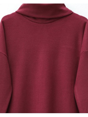 Balıkçı Yaka Yırtmaçlı Selanik Tunik  -Bordo