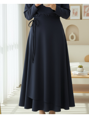 Yandan Bağlama Detaylı Katlı Fermuarlı Scuba Etek -Laci