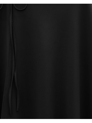 Yandan Bağlama Detaylı Katlı Fermuarlı Scuba Etek -Siyah