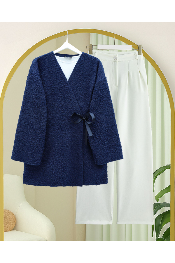 Yandan Bağlamalı Buklet Kimono   -Laci