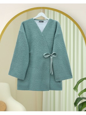 Yandan Bağlamalı Buklet Kimono   -Mint