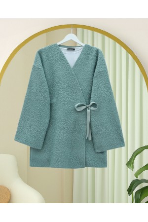 Yandan Bağlamalı Buklet Kimono   -Mint
