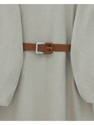 Kalın Kemerli Balon Kol Selanik Elbise -Taş