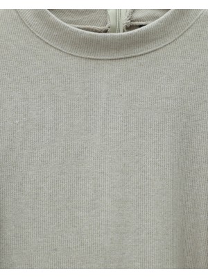 Kalın Kemerli Balon Kol Selanik Elbise -Taş