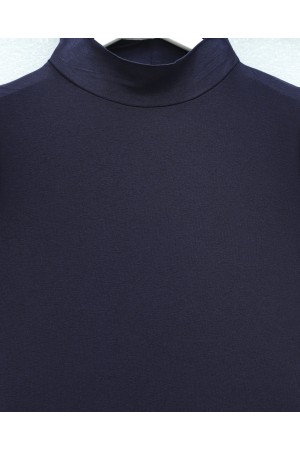 قميص داخلي قطني بدون أكمام بياقة واقفة -كحلي